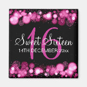 Aimant Winter Sweet 16 Anniversaire Fête Rose Bokeh Lumiè (Devant)