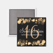 Aimant Winter Sweet 16 Anniversaire Soirée Gold Bokeh Lum (Recto/Verso)