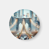 Aimant Winter Wonderland. Brooklyn Bridge - New York (Devant)