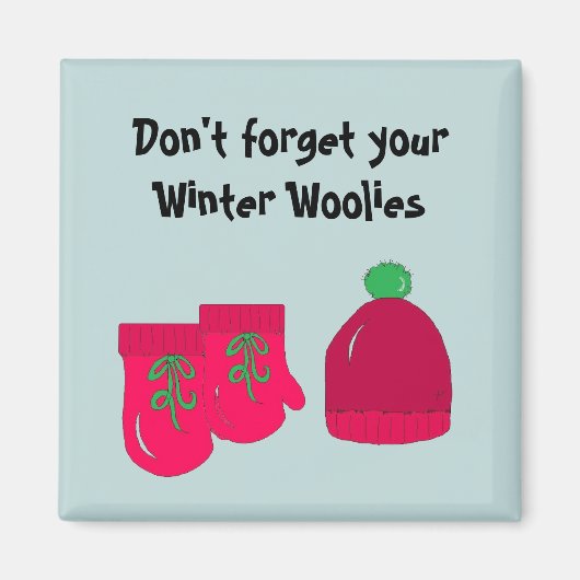 Aimant Winter Woolies - Mitaines et Toque (Devant)