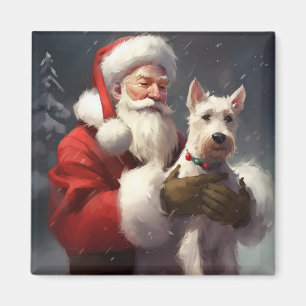 Aimant Wire Fox Terrier Père Noël Noël Festif