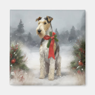 Aimant Wirefox Terrier Chien de Noël de neige