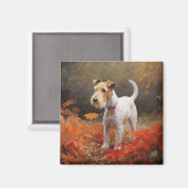 Aimant Wirefox Terrier en Feuilles d'Automne Tomber Inspi (Recto/Verso)