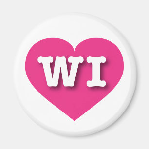 Aimant Wisconsin Hot Pink Heart - I love WI