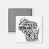 Aimant Wisconsin State Word Cloud (Recto/Verso)