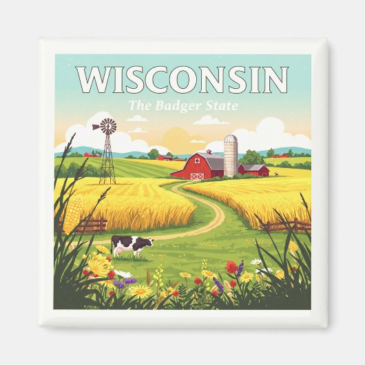 Aimant Wisconsin vintage (Devant)
