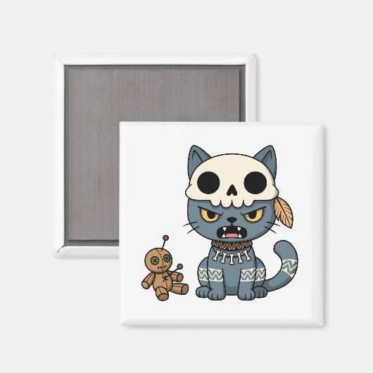 Aimant Witch Cat Voodoo Doll (Recto/Verso)