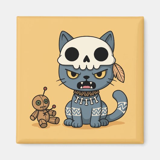 Aimant Witch Cat Voodoo Doll Yellow (Devant)