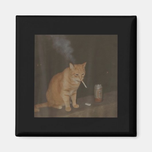 Aimant Wizard Cigarette Kitten Drôle Fumer Cat Meme Bra (Devant)