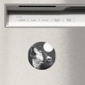 Aimant Wolf Howling à Moon (In Situ (Lave-vaisselle))
