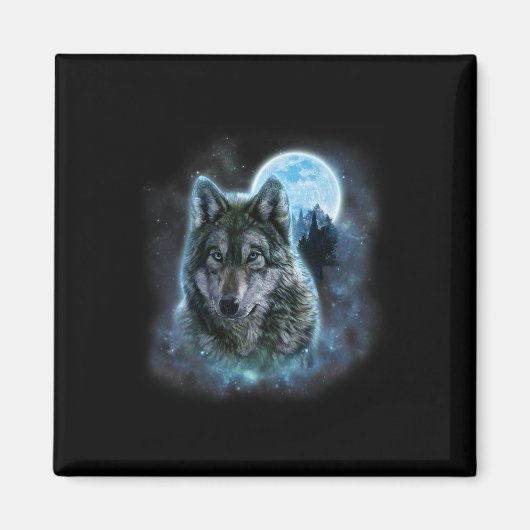 Aimant Wolf Icy Moon Galaxy Chasse Gris Gris Loups Pour (Devant)