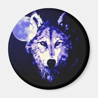 Aimant Wolf & Lune noir nuit Collage
