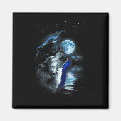 Aimant Wolf Moon Lake Wolf Howling Pleine lune Wolf Graph (Devant)