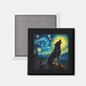 Aimant Wolf Starry Night HowHowling Lune Dons Drôle Pour (Recto/Verso)