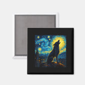 Aimant Wolf Starry Night Howling Lune Drôle Pour Hommes F (Recto/Verso)