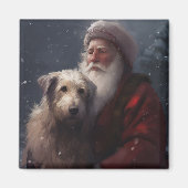 Aimant Wolfhound avec Noël Festif du Père Noël (Devant)