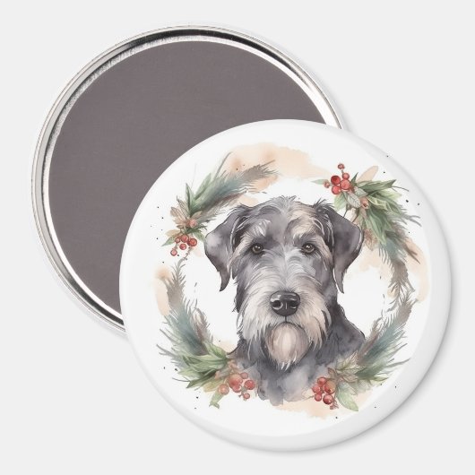 Aimant Wolfhound Festive Wreath (Recto/Verso)