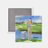 Aimant Woman Golfer est sur le terrain de golf (Recto/Verso)