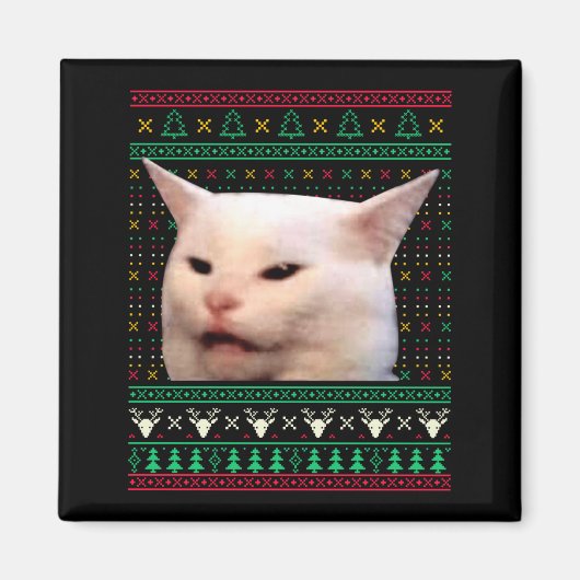 Aimant Woman Yelling At A Cat Ugly X-mas Sweaters Funny M (Devant)