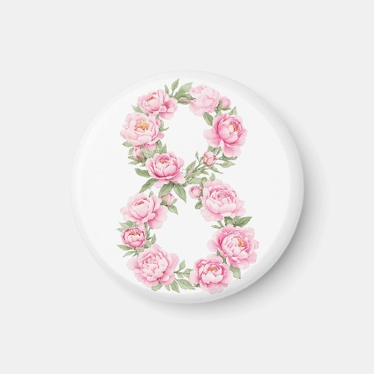 Aimant Women’s Day Peony Flower for March 8  (Devant)