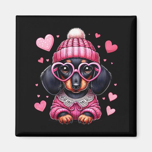 Aimant Women's Cute Dachshund Valentines Heart Dog Lover  (Devant)