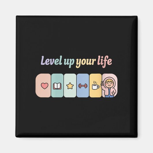 Aimant Womens Level Up Your Life Progress Bar Gamer Motiv (Devant)