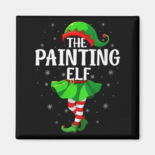 Aimant Womens Painting Elf Christmas Girls Women Elf Squa (Devant)