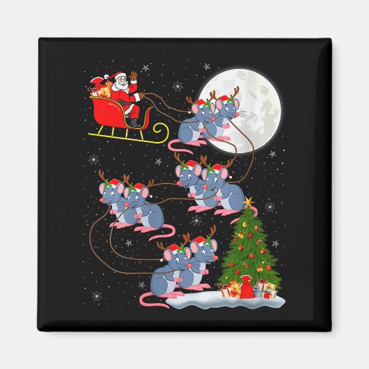 Aimant Womens Rat Rodents Santa Sleigh Flying Funny Magic (Devant)