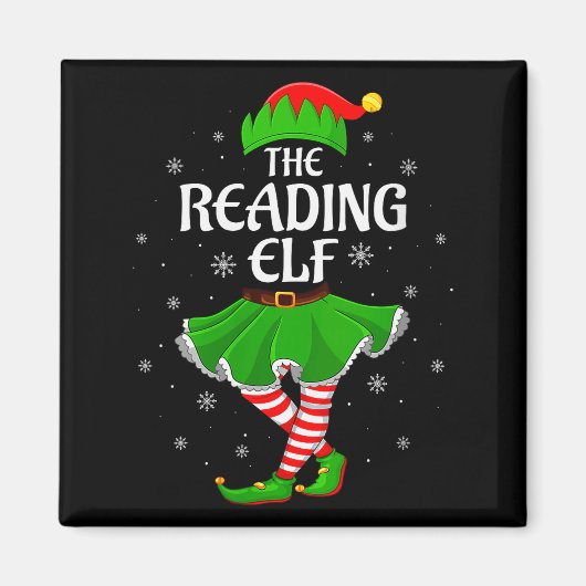 Aimant Womens Reading Elf Christmas Family Girls Women El (Devant)