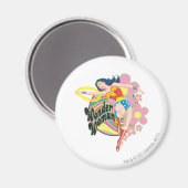 Aimant Wonder Woman Flowers rétro (Recto/Verso)