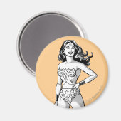 Aimant Wonder Woman Pose noir & blanc (Recto/Verso)