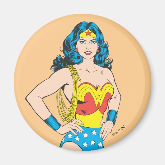 Aimant Wonder Woman | Pose Vintage avec Lasso (Devant)