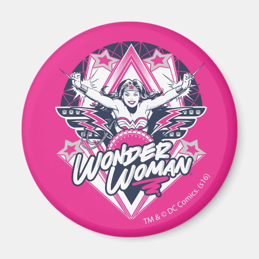 Aimant Wonder Woman Retro Glam Rock Graphic (Devant)