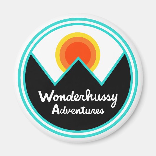 Aimant Wonderhussy Adventures Round Retro Sunset (Devant)