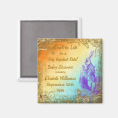 Aimant Wonderland Rabbit Enregistrer le Baby shower Date (Recto/Verso)