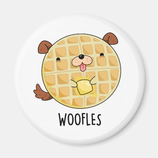 Aimant Woofles Doggy Doggy Waffle Pun (Devant)