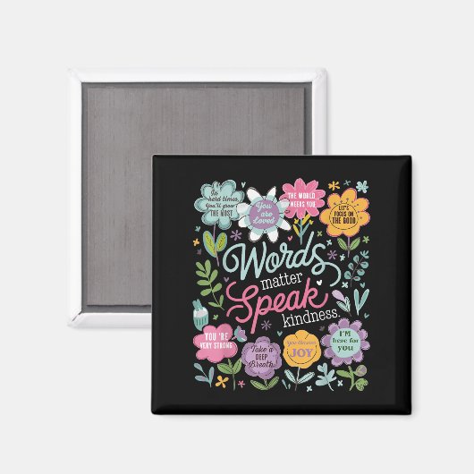 Aimant Words Speak Kindness Insrational Floral Sitive  (Recto/Verso)