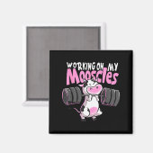 Aimant Working On My Mooscles Funny Gym Cow Weightlifting (Recto/Verso)