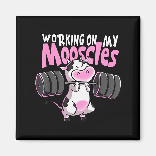 Aimant Working On My Mooscles Funny Gym Cow Weightlifting (Devant)