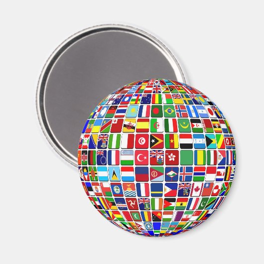 Aimant World Flags Globe, International, (Recto/Verso)