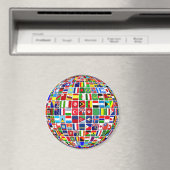 Aimant World Flags Globe, International, (In Situ (Lave-vaisselle))