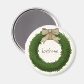 Aimant Wreath Boxwood avec Bow Nom ou salut personnalisé (Recto/Verso)