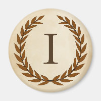 Wreath Laurel sur le monogramme de parchemin initi