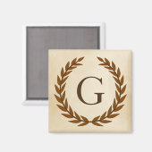 Aimant Wreath Laurel sur le monogramme initial G (Recto/Verso)