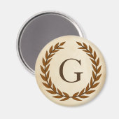 Aimant Wreath Laurel sur le monogramme initial G (Recto/Verso)