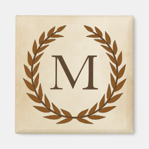 Aimant Wreath Laurel sur le monogramme initial M