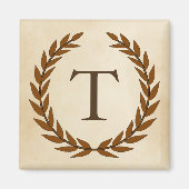 Aimant Wreath Laurel sur le monogramme initial T (Devant)