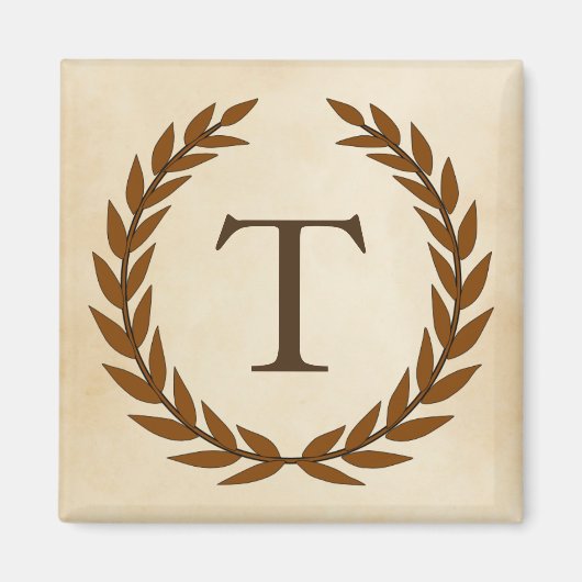 Aimant Wreath Laurel sur le monogramme initial T (Devant)