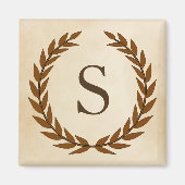 Aimant Wreath Laurel sur le parchemin Monogramme initial  (Devant)