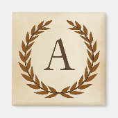 Aimant Wreath Laurel sur Parchemin Monogramme initial A (Devant)